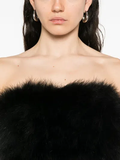 Giuseppe Di Morabito Bandeau-top Mit Truthahnfedern In Black