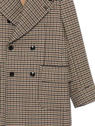 Gabriele Pasini Houndstooth Coat In Brown