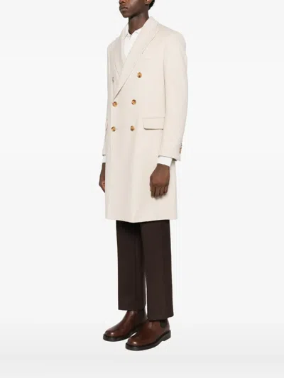 Lardini Double-breasted Coat In Neutral