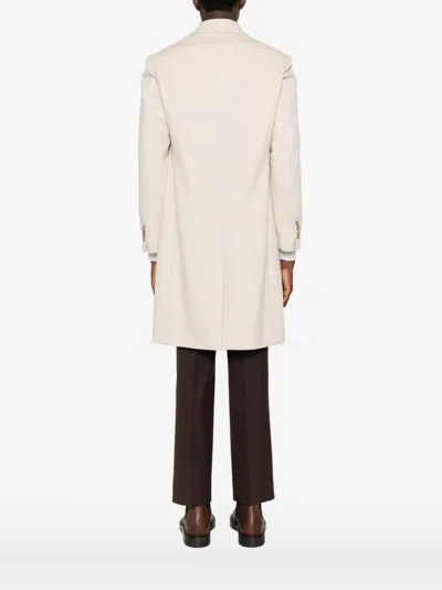 Lardini Double-breasted Coat In Neutral
