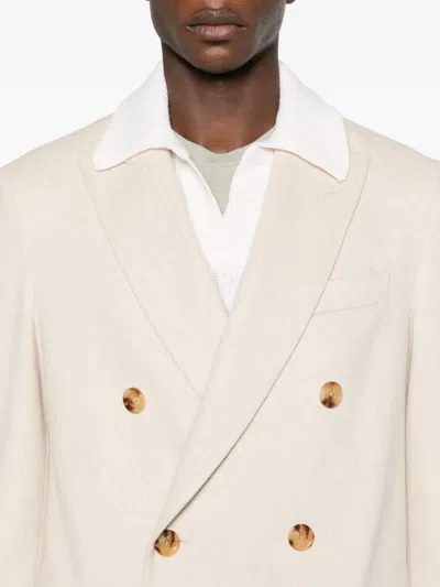 Lardini Double-breasted Coat In Neutral
