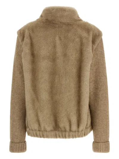 Mc2 Saint Barth Faux Bomber Jacket Fur Beige In Brown