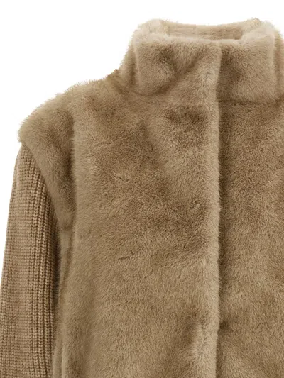 Mc2 Saint Barth Faux Bomber Jacket Fur Beige In Brown