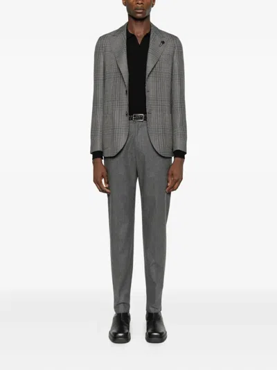 Lardini Plaid-pattern Blazer In Gray