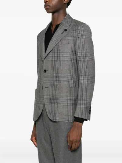 Lardini Plaid-pattern Blazer In Gray