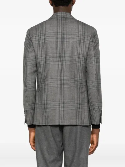 Lardini Plaid-pattern Blazer In Gray