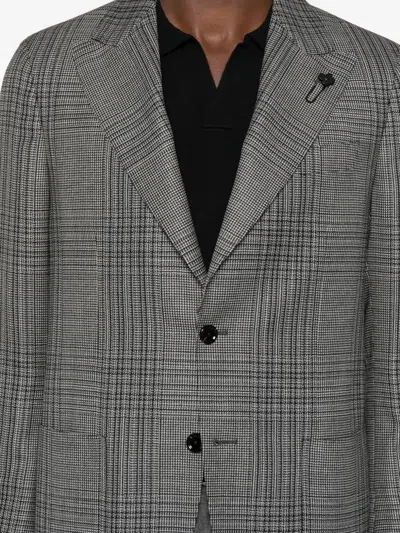 Lardini Plaid-pattern Blazer In Gray