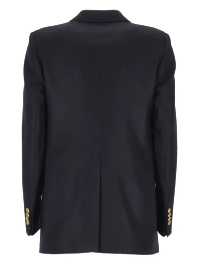 Tagliatore Double-breasted Boucle Jacket With Gold-tone Accents In Black