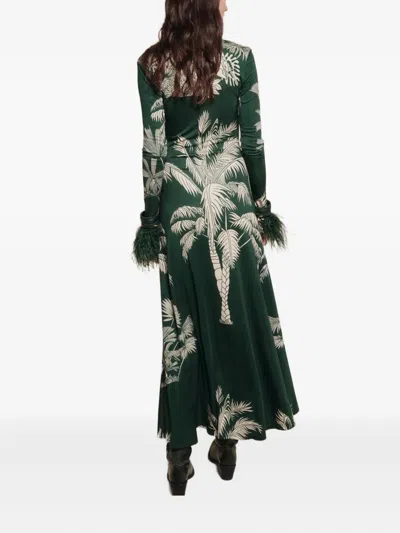 Johanna Ortiz Alma Bordara Gathered Printed Jersey Maxi Dress In Green
