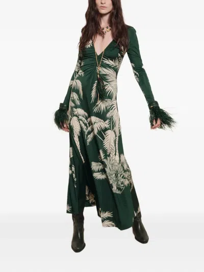 Johanna Ortiz Alma Bordara Gathered Printed Jersey Maxi Dress In Green