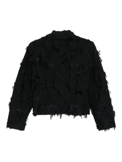 Samsoe & Samsoe Brushed-effect Fringed Jacket In Black