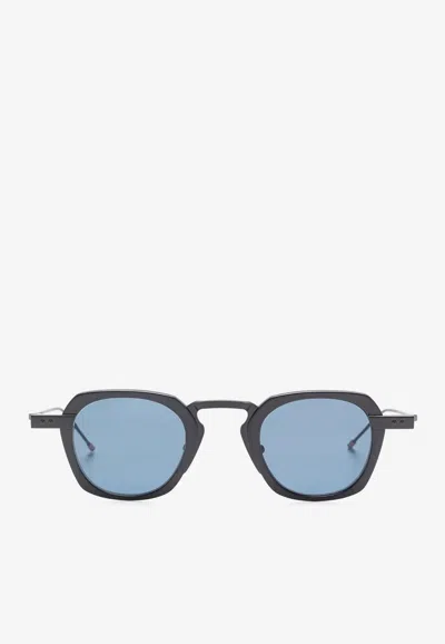 Thom Browne Signature Stripes Square Sunglasses In Black