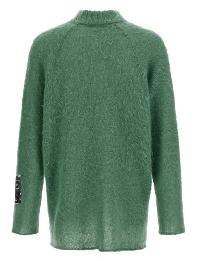 Undercover Textured Knit Sweater Graphic Patch In Green