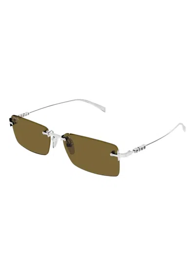 Gucci Rectangle-frame Sunglasses In Green