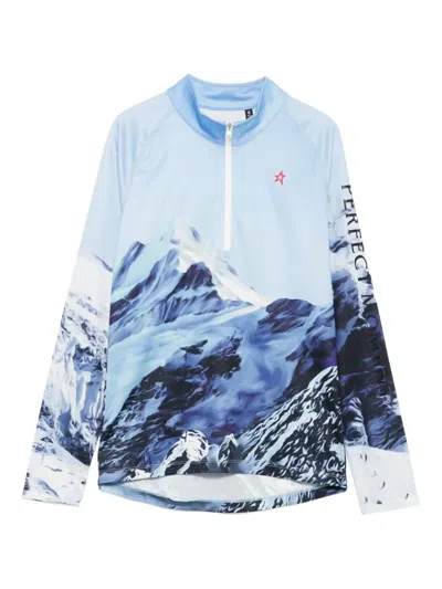 Perfect Moment Printed Stretch-jersey Base Layer In Blue