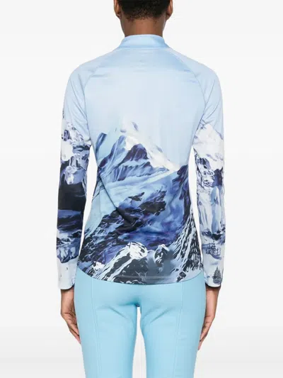 Perfect Moment Printed Stretch-jersey Base Layer In Blue