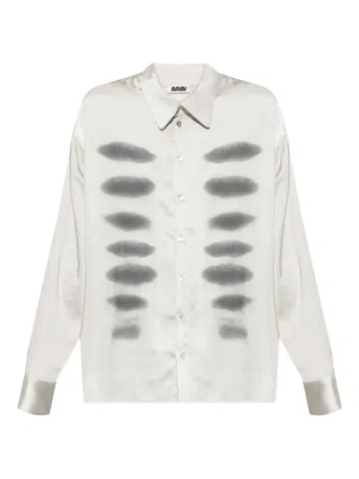 Avavav Off-white X-ray Printed Satin Button-up Shirt In Metallic