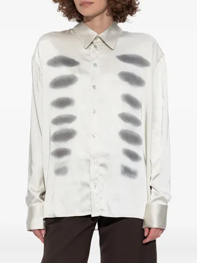 Avavav Off-white X-ray Printed Satin Button-up Shirt In Metallic