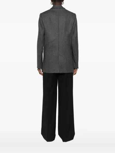 Forte Forte Herringbone Pattern Blazer Front Pockets In Black