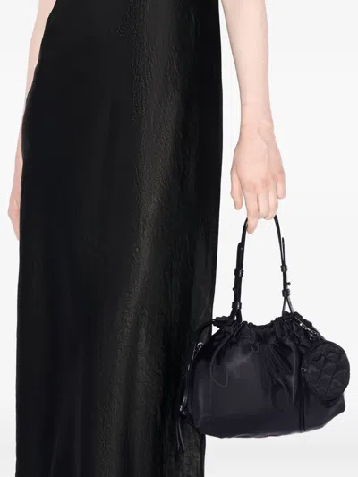 Mz Wallace Waverly Small Drawstring Quilted Shoulder Bag In Black