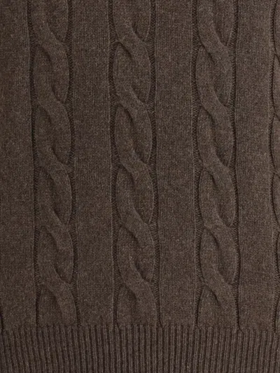 Aragona Cashmere Braided Turtleneck Knitwear In Brown