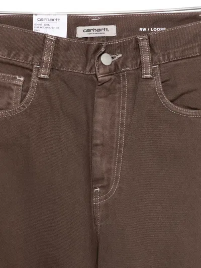 Carhartt Wip Brandon Logo-patch Jeans In Brown
