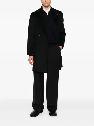 Tagliatore Double-breasted Coat In Black