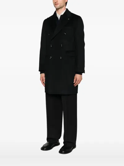 Tagliatore Double-breasted Coat In Black