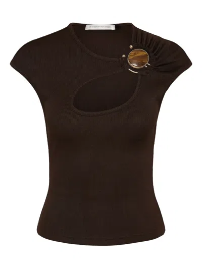 Christopher Esber Cutout Gathered Top In Brown