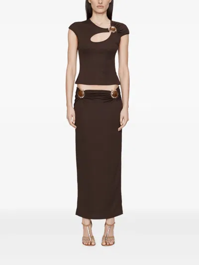 Christopher Esber Cutout Gathered Top In Brown