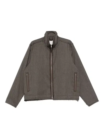 Camiel Fortgens Striped Zip-up Jacket In Brown