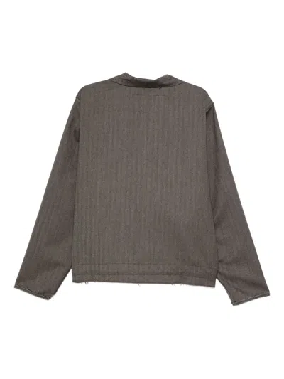 Camiel Fortgens Striped Zip-up Jacket In Brown