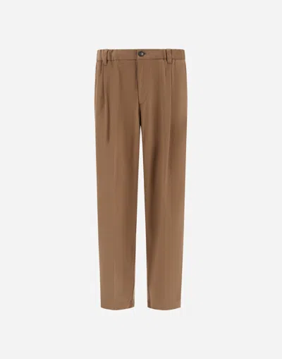 Herno Trousers In Stretch Cotton Velvet In Brown