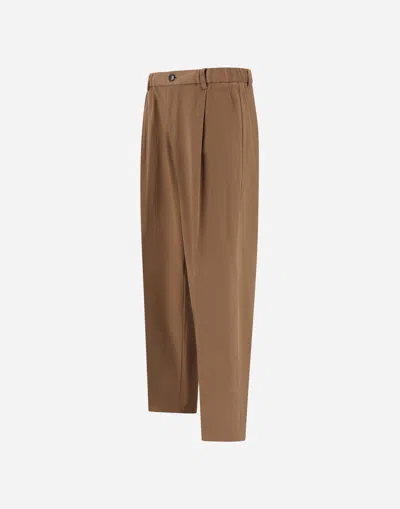 Herno Trousers In Stretch Cotton Velvet In Brown