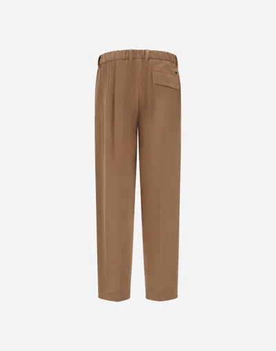 Herno Trousers In Stretch Cotton Velvet In Brown