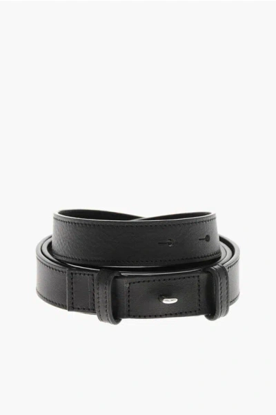 Dsquared2 Solid Color Leather Belt Without Buckle 25mm In Black