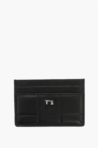 Dsquared2 Quilted Leather Card Holder In Black