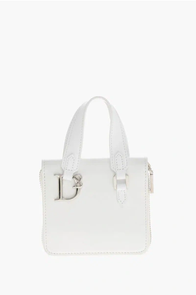 Dsquared2 Leather D2 Statement Crossbody Wallet In White