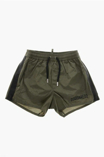 Dsquared2 Swimshorts With Side Contrasting Bands In Green