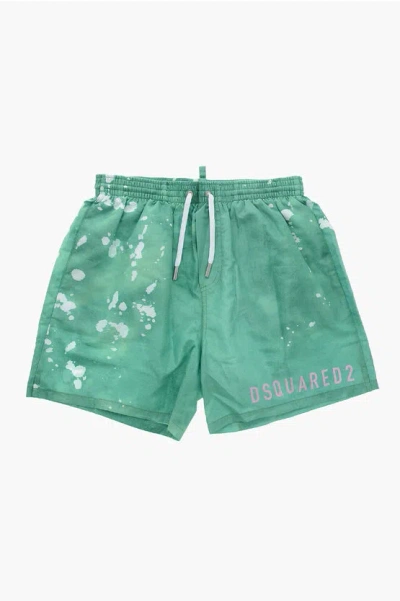 Dsquared2 Nylon Sketch Swimshorts In Blue