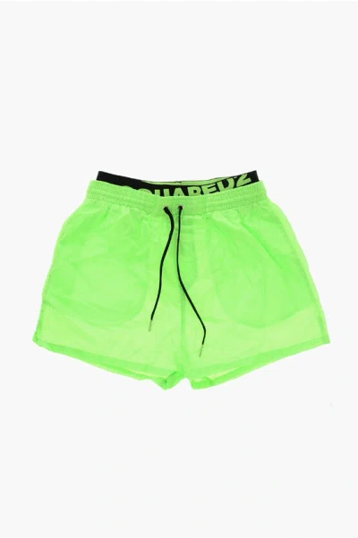 Dsquared2 Swimshorts With Double Elastic Waistband In Green