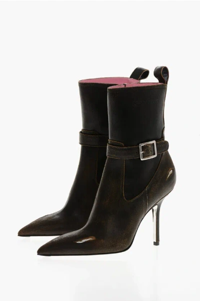 Dsquared2 Lived-in Eat My Dust Leather Booties 10cm In Multi
