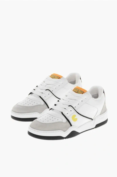 Dsquared2 Pc-man X D2 Low-top Leather Sneakers With Suede Inserts In Multi