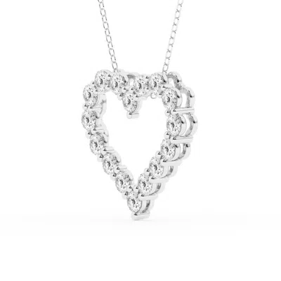 Brilliant Diamond 2 Carat Round Lab Grown Diamond Heart Pendant In Sterling Silver In Silver