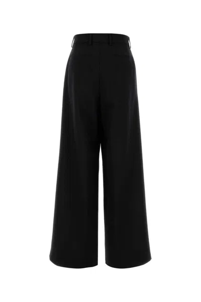 Dries Van Noten Women Black Wool Blend Penn Wide-leg Pant In Animal Print