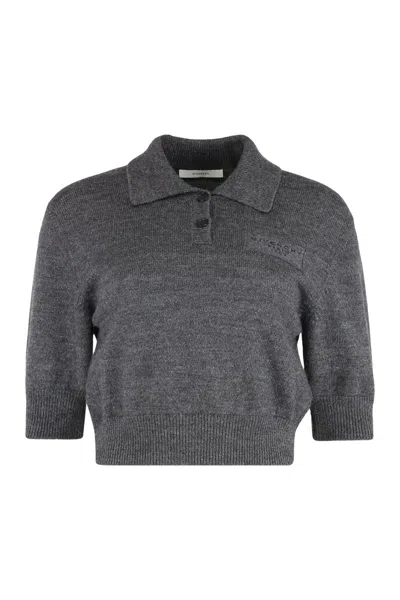 Givenchy Cropped Wool And Alpaca Polo Sweater In Gray