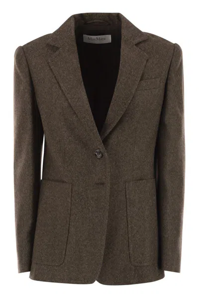 Max Mara Brown Single-breasted Jacket In Wool Tweed In Brown