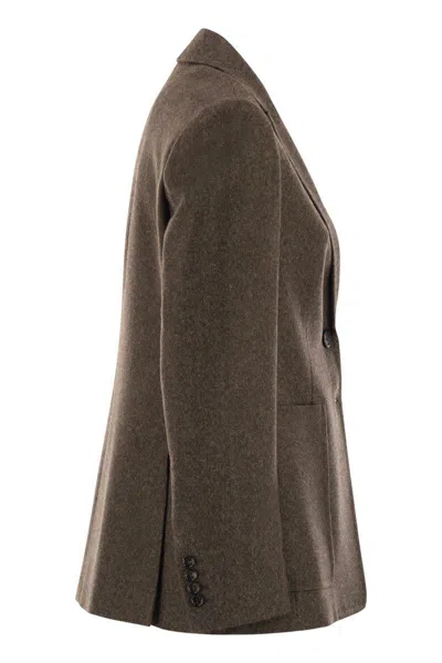 Max Mara Brown Single-breasted Jacket In Wool Tweed In Brown
