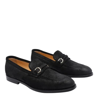 Brunello Cucinelli Suede Penny Loafers With Round Toe And Buckle In Black