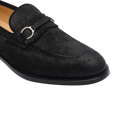Brunello Cucinelli Suede Penny Loafers With Round Toe And Buckle In Black